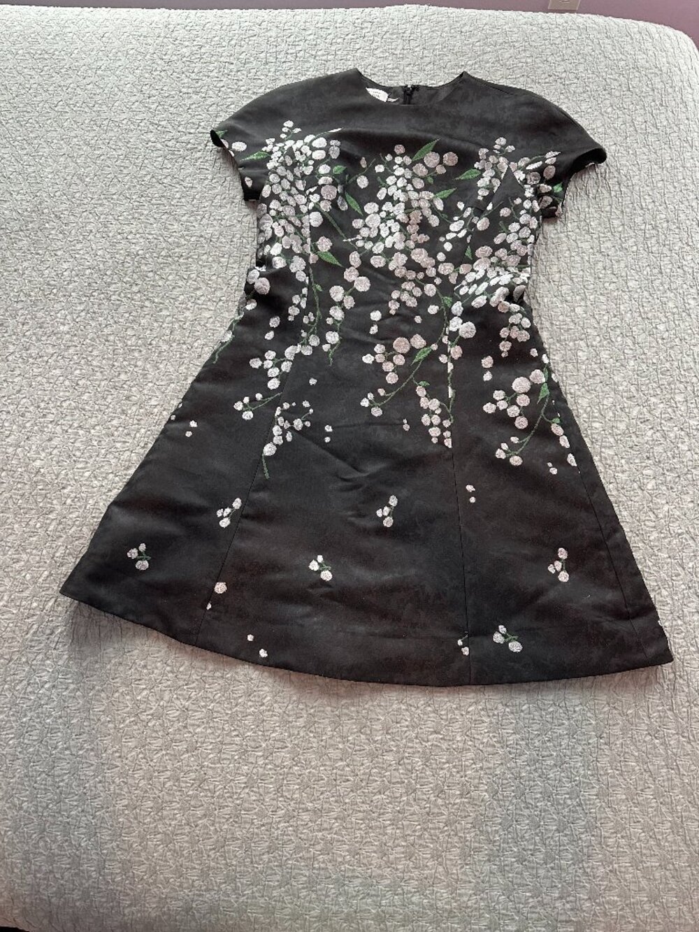 RICKIE FREEMAN FOR TERI JON Cap-Sleeve Floral Jacquard Dress